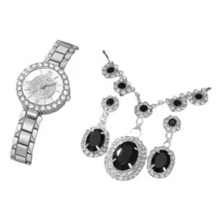 Relógio Feminino Cristais Strass Watch Colar Pulseira