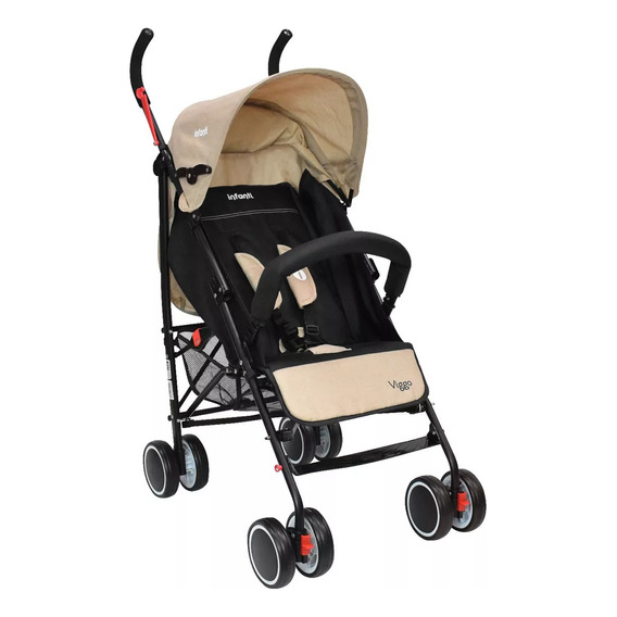 Carriola De Batón Para Bebé Infanti Viggo Plegable Portátil Color Beige Chasis Negro