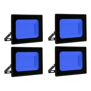 Kit 4 Refletor Led Luminária Azul 30w Prova D'água Bivolt