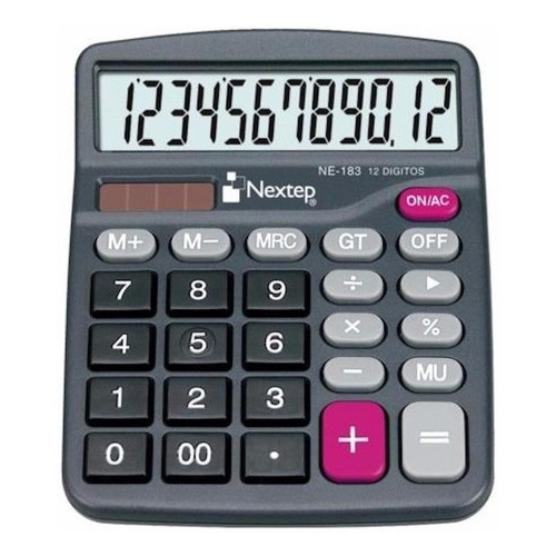Calculadora Nextep 12 Dígitos Escritorio Bateria Solar N /v Color Negro