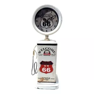 Relógio Bomba De Gasolina Vintage Route 66 34cm Em Metal