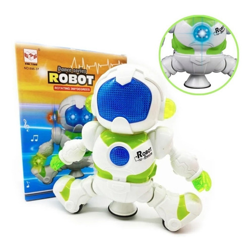 Robot Bailarín A Pilas C/música Y Luces Juguete Niños Color Blanco