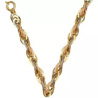 Gargantilha De Ouro 18k Feminina 45cm Aplatie 3 Cores 36 Gr