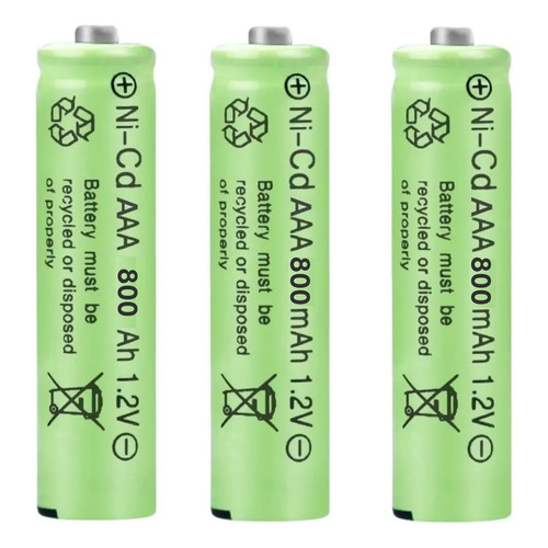 Led pack 3 batería AAA recargables Ni-mh 800 mAh 1.2v