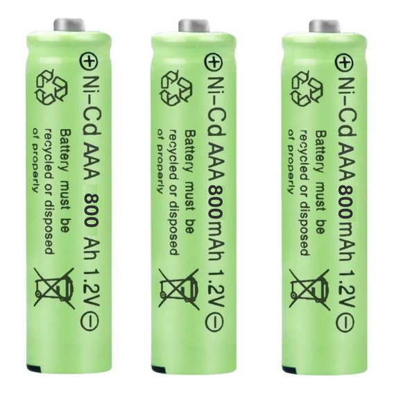 Led pack 3 batería AAA recargables Ni-mh 800 mAh 1.2v