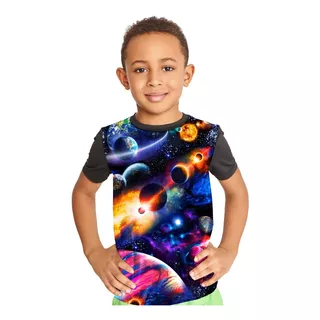 Camiseta Infantil Espaço Planetas Full Print Ref:529