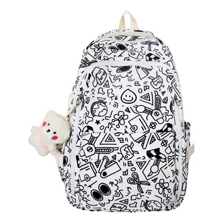 Linda Mochila Para Estudiantes De Gran Capacidad Estilo Graffiti, Mochila Escolar, Bolsa De Viaje, Mochila Para Computadora Portátil 40l Con Colgante 