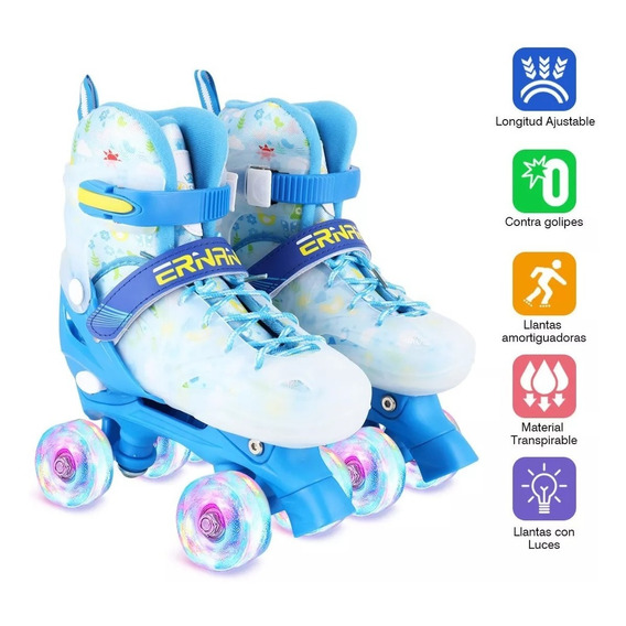 Patines De 4 Ruedas Ajustables Para Niños Y Niñas, Luces Led