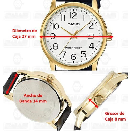 Reloj Casio Ltpv002 Mujer Correa Piel Fechador