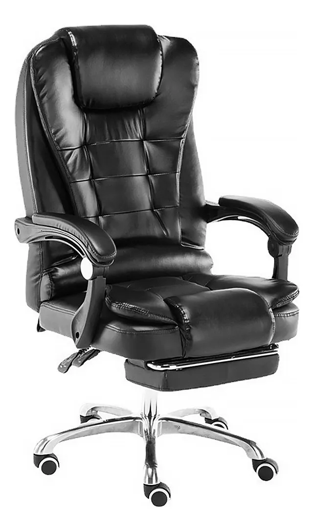 Cadeira De Escritório Python Fly Presidente Com Apoio Para Os Pés Cor Preto Material Do Estofamento Couro Sintético
