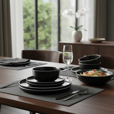 Set Vajilla Sakura Negro 6 Uds. V1818-27b 10068 Bazarnet P3 Negro Sakura