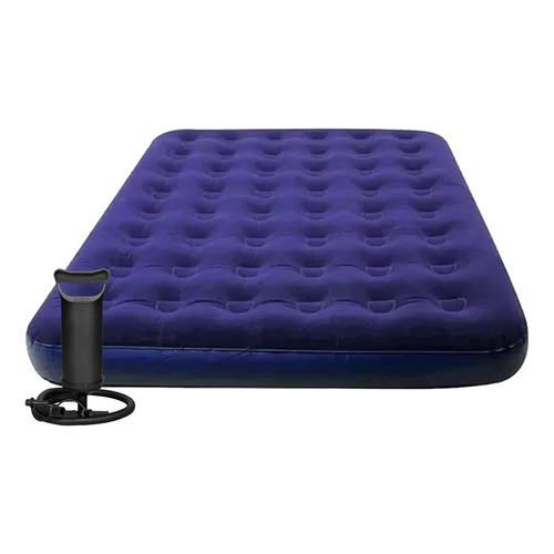 Colchon Inflable 2 Plazas Con Inflador Exahome 191x137x22 Azul 