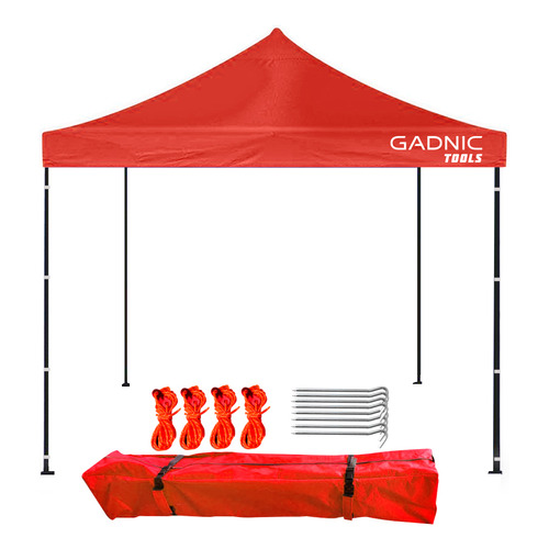 Gazebo 3x3 Plegable Portatil + Bolso Transporte Y Estacas Color Rojo