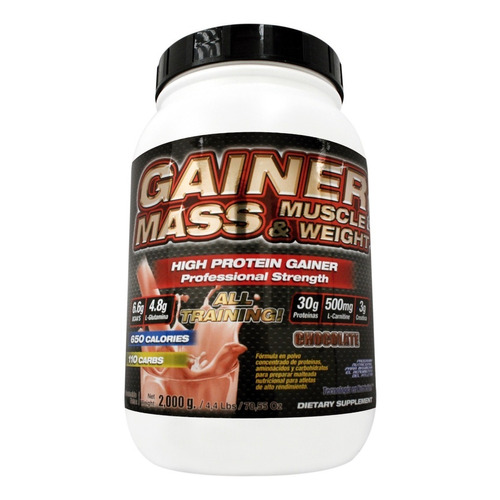 F&nt Gainer Mass Muscle & Weight 2,000 Gr Proteina Sabor Chocolate