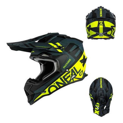 Casco Para Motocross Enduro Oneal 2srs Spyde Negro/ Hivis Color Negro Tamaño Del Casco 2x (63-64cm