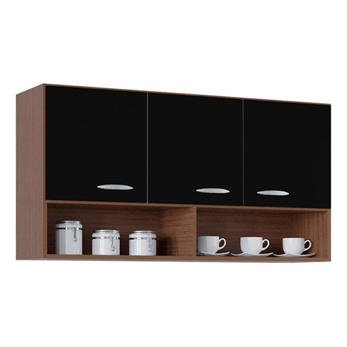 Mueble Aereo Cocina 3 Puertas Y Estante Alacena Colgar LG Color Capuchino/Negro