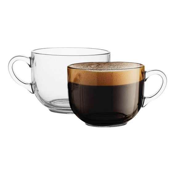 12 Taza Grande Vidrio Para Café O Capuchino 470ml Jumbo