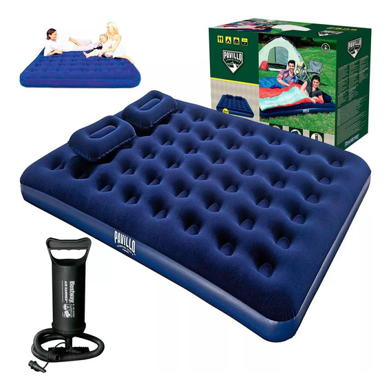 Colchon Inflable Bestway 2 Personas+ Inflador + 2 Almohadas