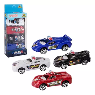 Conjunto 4 Carrinhos Policial Miniatura Com Fricção