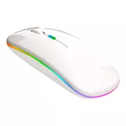 Mouse Branco Led Rgb Bluetooth Luminoso Sem Fio 2.4g