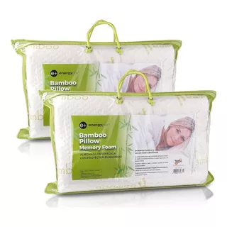 Combo: 2 Almohadas Ortopédicas Protector Bamboo Energy Plus Color Blanco