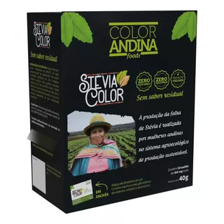 Adoçante Natural Em Pó Stevia 50 Sachês - Color Andina