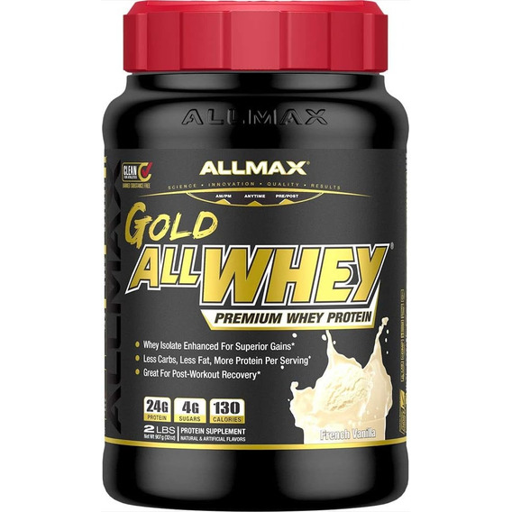 Proteína Allmax Allwhey Gold / 2 Lbs / 28 Srv / Premium Whey Sabor Vainilla