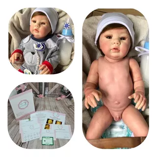 Bebê Reborn Menino Kit Abigail Para Banho Cabelo Fio A Fio