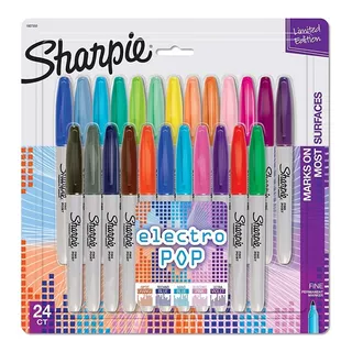 Kit Sharpie 24 Canetas Marcador Permanente Ponta Fina