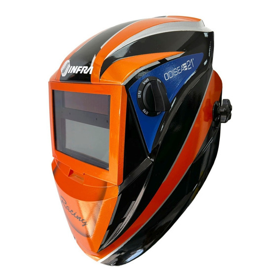 Careta Electrónica Para Soldar Automatic Infra Odisea Racing Color Naranja