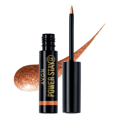 Avon Power Stay Delineador Líquido Para Ojos Larga Duración Color Copper Courage Efecto Metálico