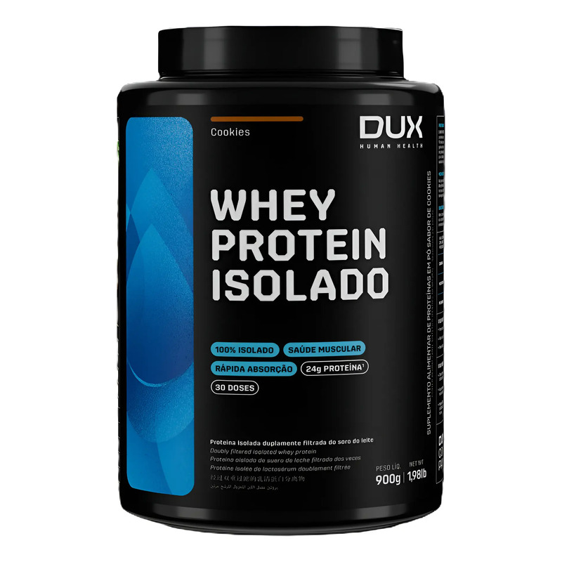 Whey Protein Isolado Dux 900g - Pote Sabor Cookies