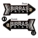 Cartel Chapa Flecha Birras Frias Vintage Deco Quincho 15x40