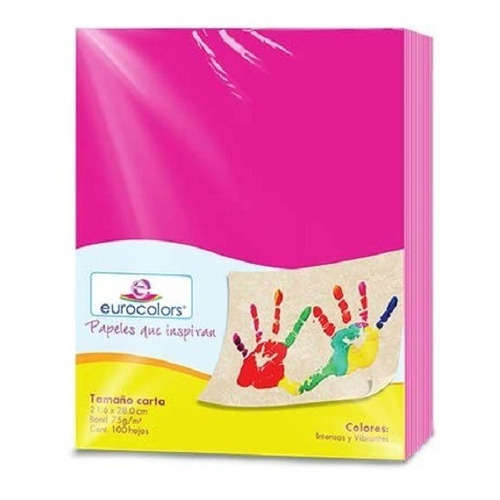 Hojas De Papel Cortado Color Eurocolors Carta Rosa C/100 /v