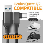 Cabo Usb 3.2 Para Oculus Quest 2 E 1  Tipo C Vr Pc 6 Metros