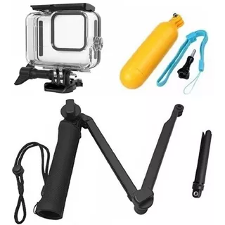 Kit P Gopro Hero 8 Black Tripé 3 Way Bastão Caixa Estanque