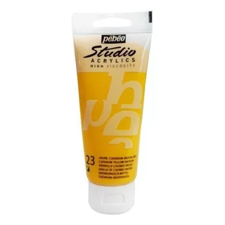 Tubo De Pintura Studio Acrílica Profesional Pebeo 100 Ml Color Amarillo Cadmio