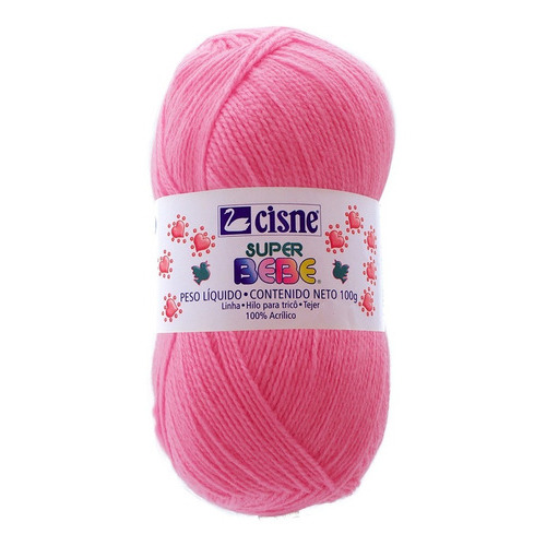 Bolsa 5 Pzas Estambre Acrílico Liso Super Bebé Cisne Coats Color 4021 Rosa