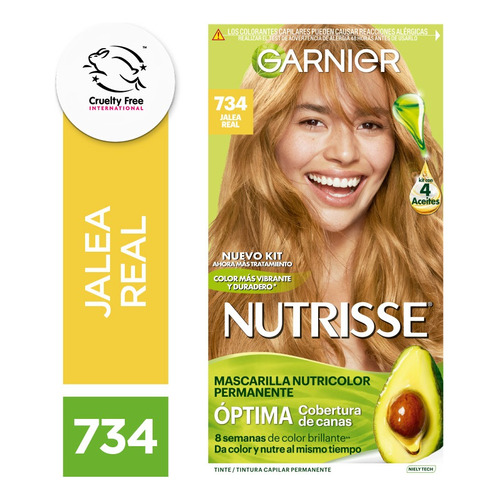 Kit De Tintura Permanente Nutrisse De Garnier Tono Tono 734 Jalea Real