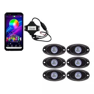 4 Pz Rock Light Rgb Alfa Bluetooth App Control Uso Rudo