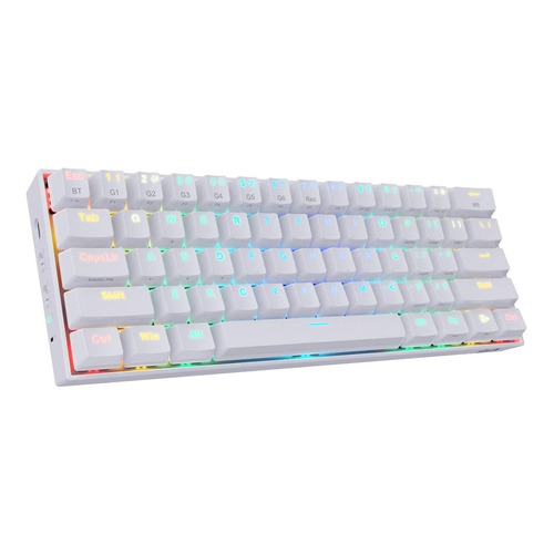 Teclado gamer bluetooth Redragon Draconic K530 QWERTY inglés US color blanco con luz RGB