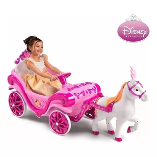 Carro Elétrico 6 V Carruagem Infantil Princesas Disney Zippy Cor Rosa