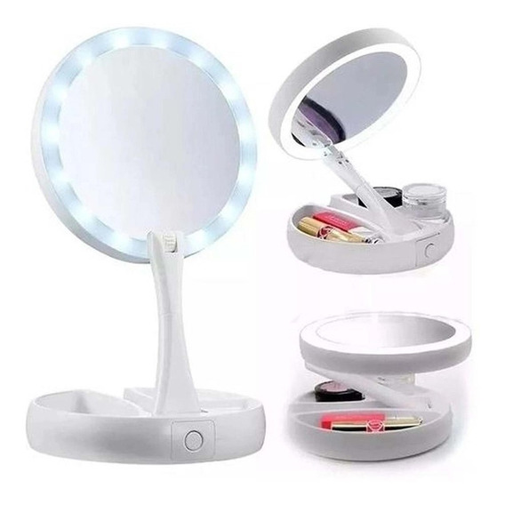 Espejo De Aumento Con Luz Led Para Maquillaje 