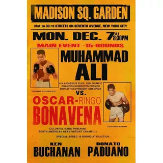 Cuadro Bonavena Vs Ali Flyer Boxeo Diseño Exclusivo 50 X 75