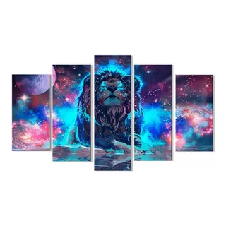 Kit Quadro Decorativo Leão Galaxia