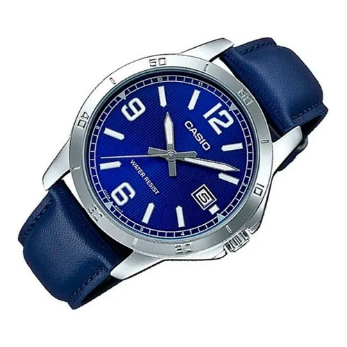 Reloj Casio Dama Ltpv004 Piel Azul Cara Azul Fechador Lujo