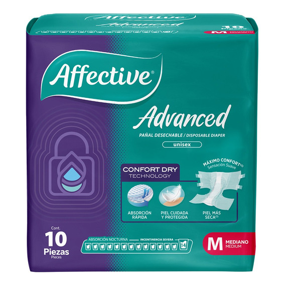 Pañal Para Adulto Affective Advance Talla Mediano Unisex