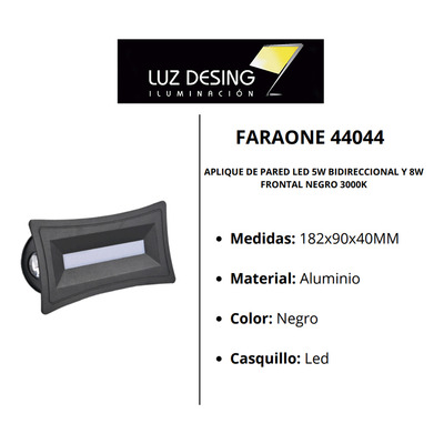 Bidireccional Faraone Aluminio Negro Frontal Exterior Cie
