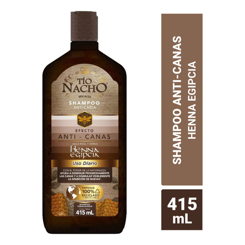  Shampoo Tío Nacho Efecto Anti-canas Henna Egipcia Con 415ml