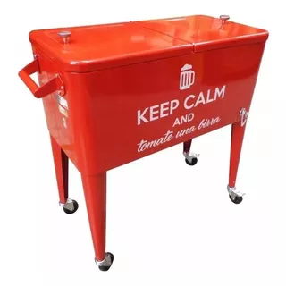 Conservadora Cooler Retro Metalica Roja C/ Ruedas 80l Mm